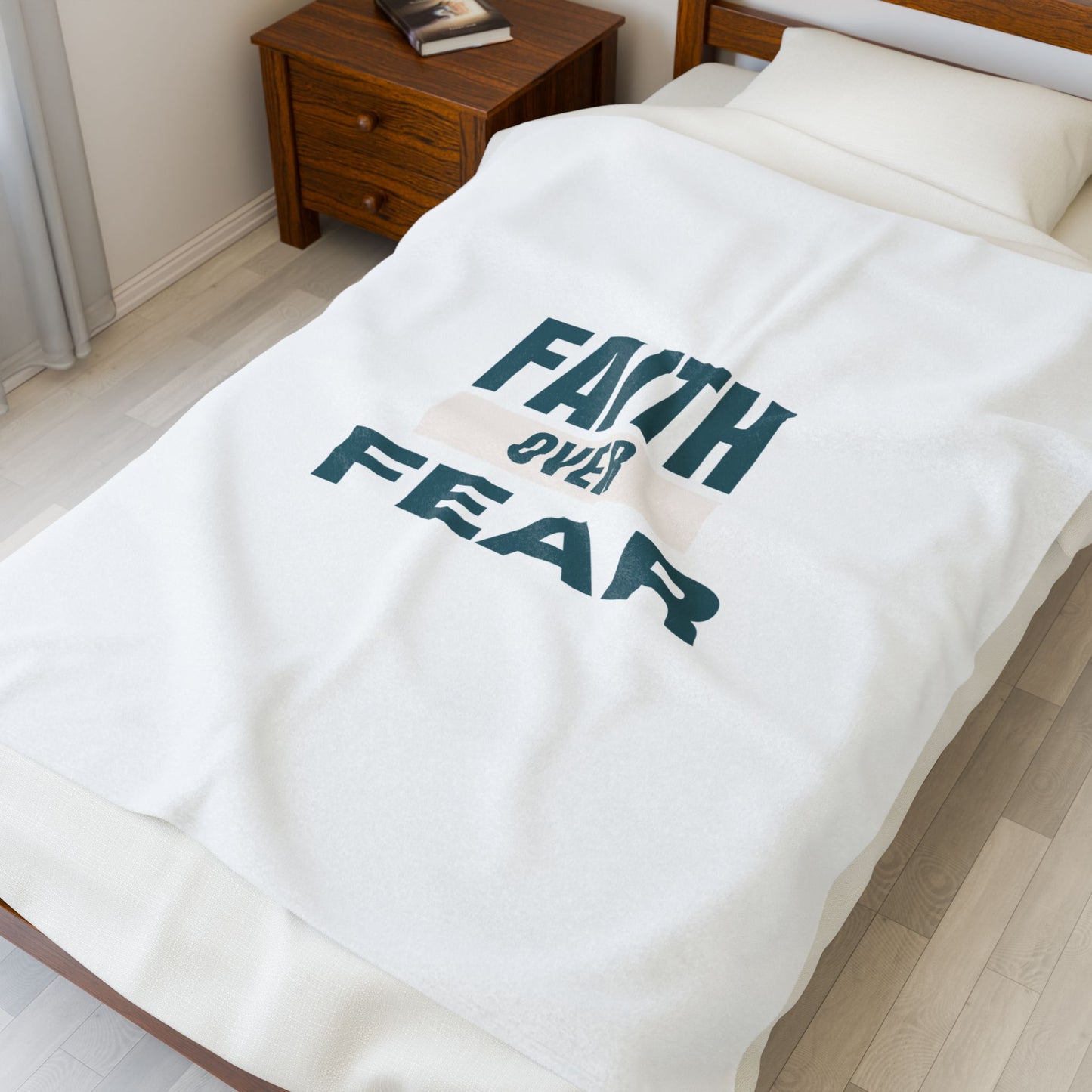 Faith over Fear Velveteen Plush Blanket – Ultra-Soft, Warm & Durable for Home & Gifts