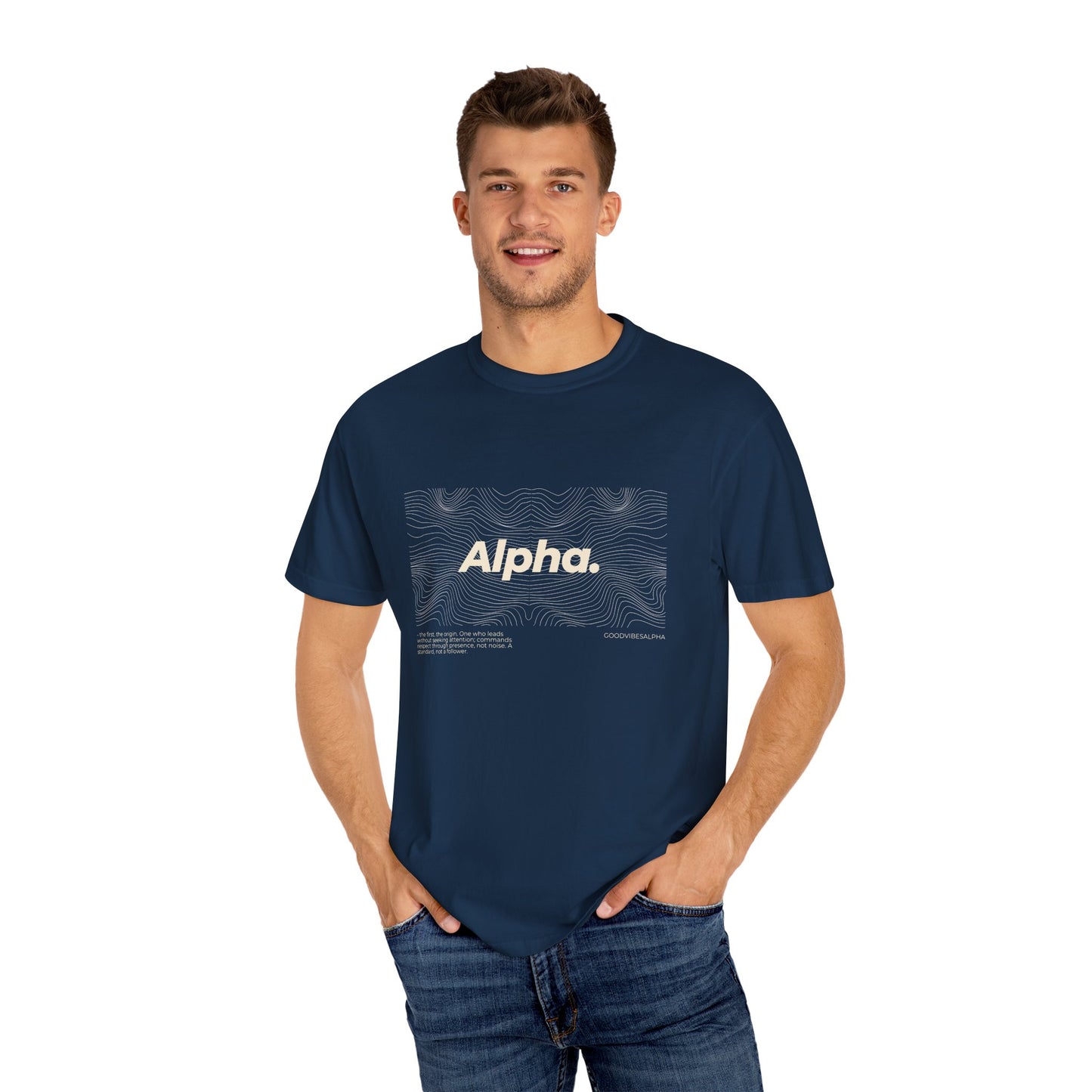 Alpha Waves (Ivory) Garment-Dyed T-Shirt – Streetwear-Inspired Casual Tee, Soft Fit, Everyday Outfit, Gift for Him or Her