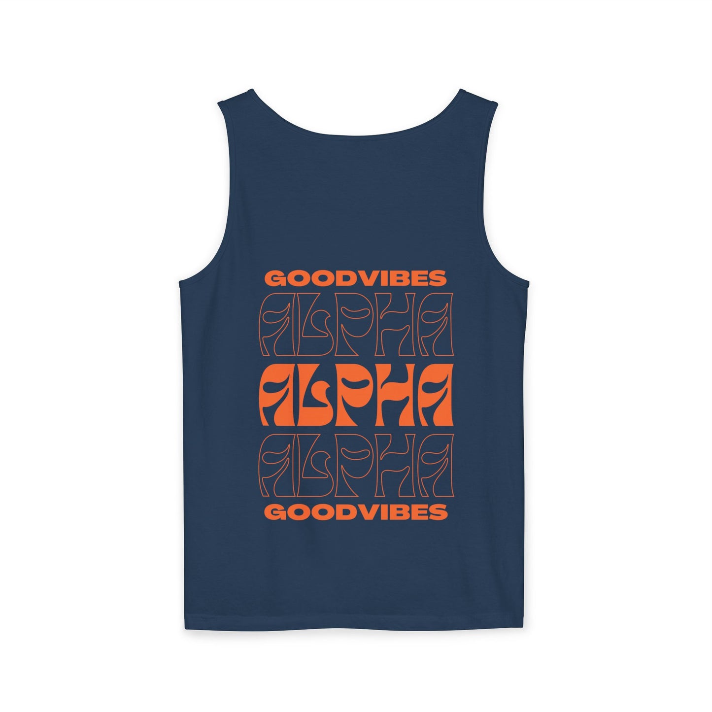 Good Vibes Alpha Orange Unisex Garment-Dyed Tank Top – Summer Style, Casual Wear, Gifts for Him, Athleisure, Relaxed Fit