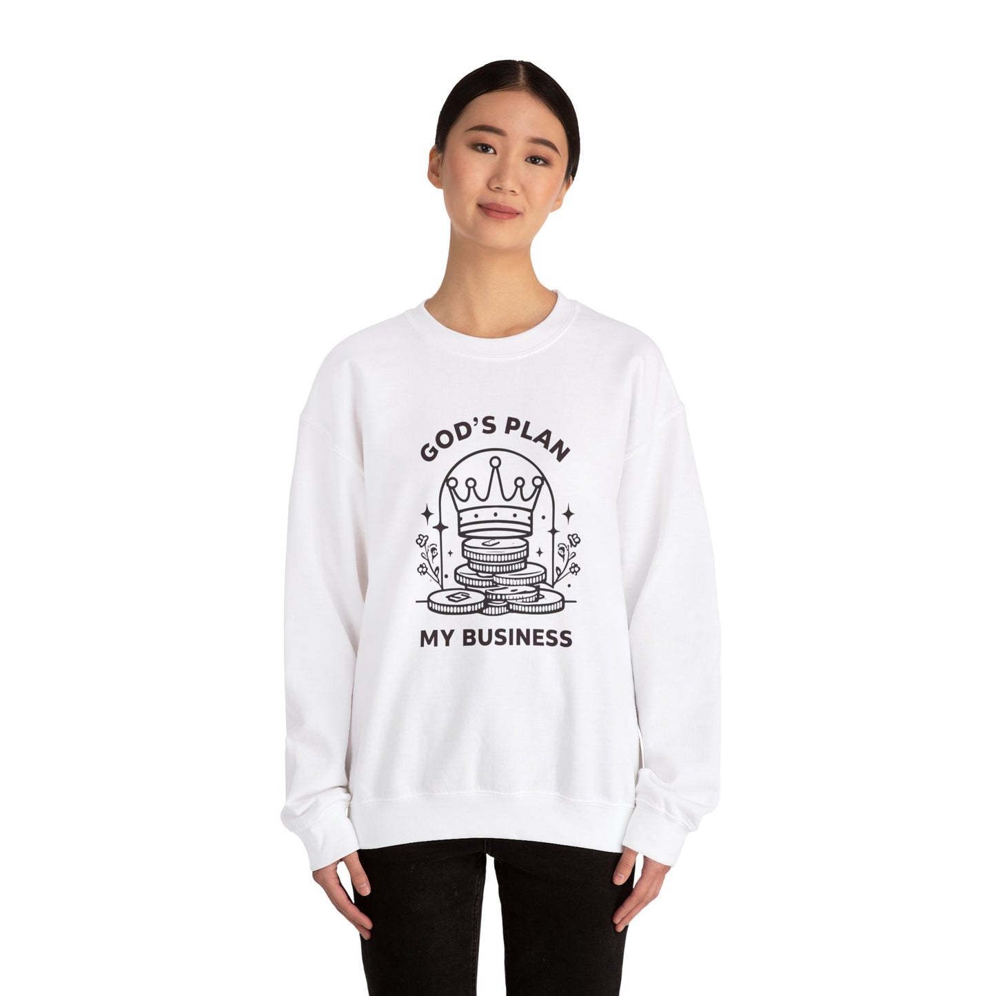 God's Plan Crown Crewneck Sweatshirt – Soft & Cozy Unisex Pullover with Faith-Inspired Royalty Design for Casual & Everyday Wear
