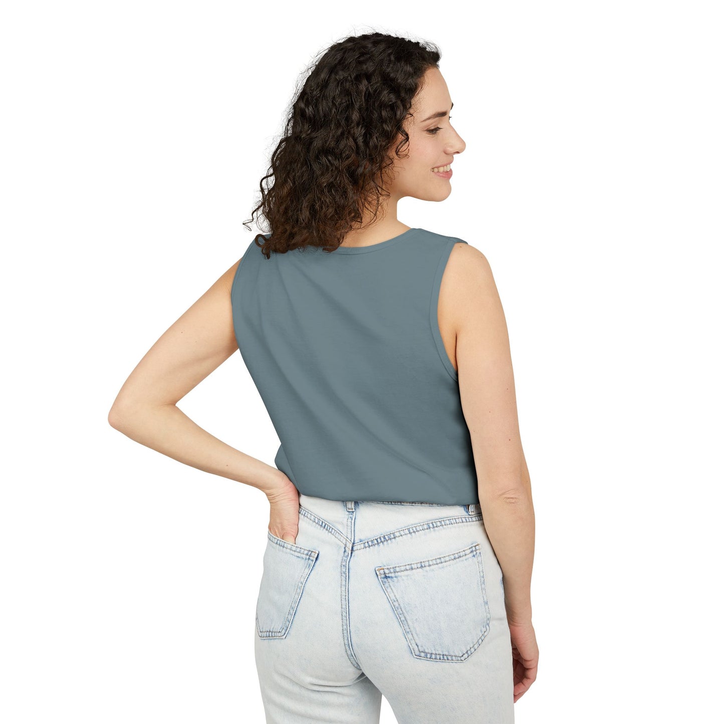 Beach Time (Teal) Unisex Garment-Dyed Tank Top – Summer Fit for Beach Days, Relaxed Casual Wear, Travel Outfit