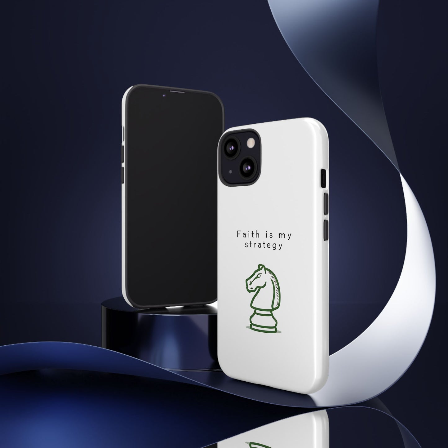 Faith Is My Strategy Phone Case - Knight Chess Piece Design for iPhone 12 to iPhone 16