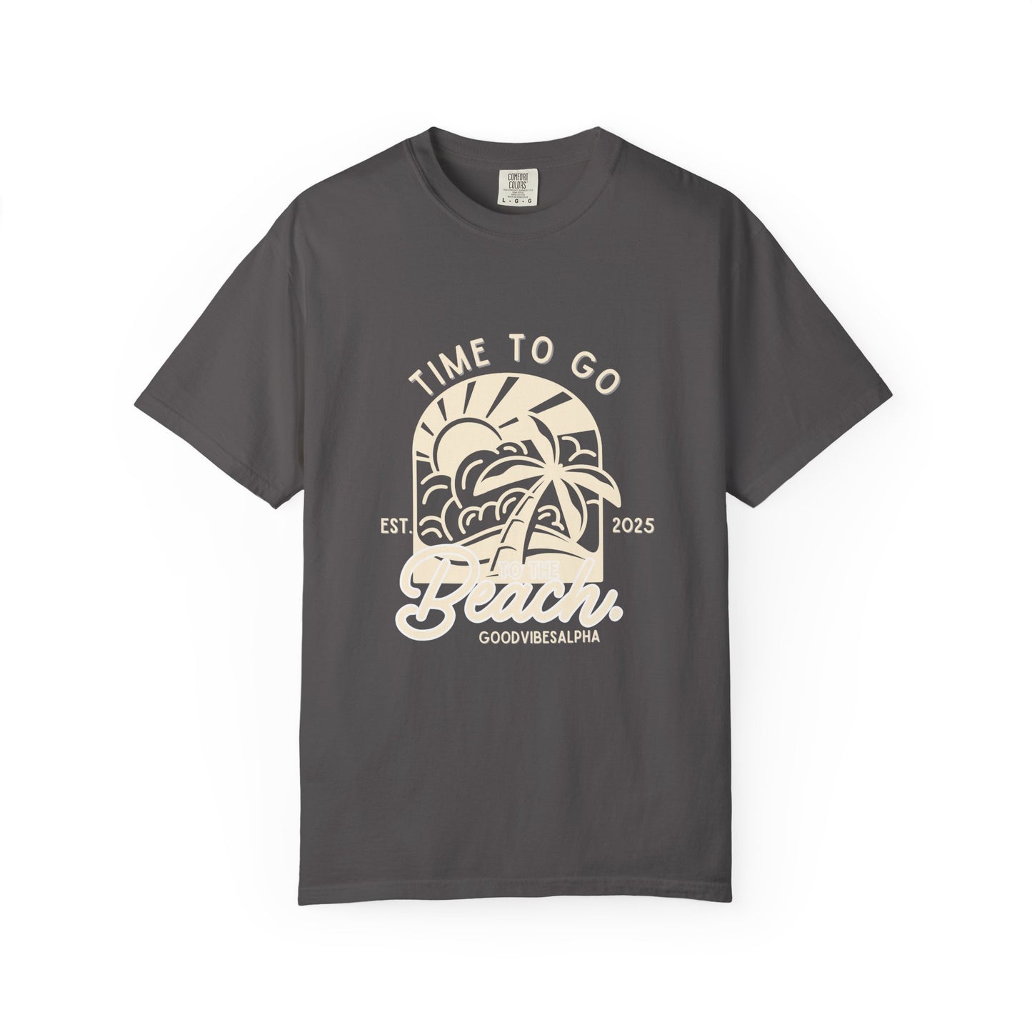 Beach Time Unisex T-Shirt – Garment-Dyed Retro Tee for Summer Trips, Vacations, Casual Wear, Travel Outfit