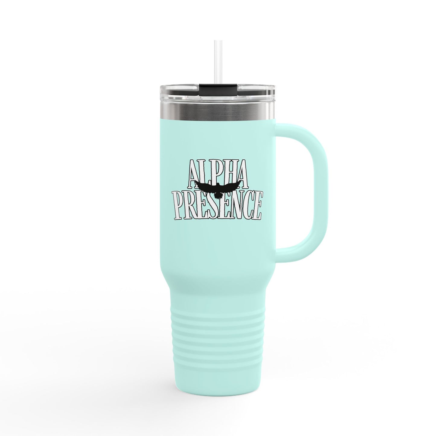 Alpha Presence Insulated Travel Mug 40oz | Coffee Tumbler, Tea Cup, Gift for Him Her, Road Trip Mug, Personalized