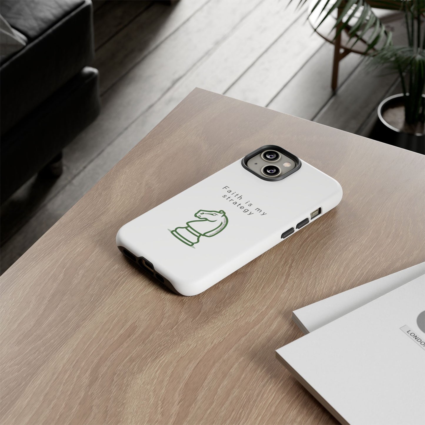 Faith Is My Strategy Phone Case - Knight Chess Piece Design for iPhone 12 to iPhone 16