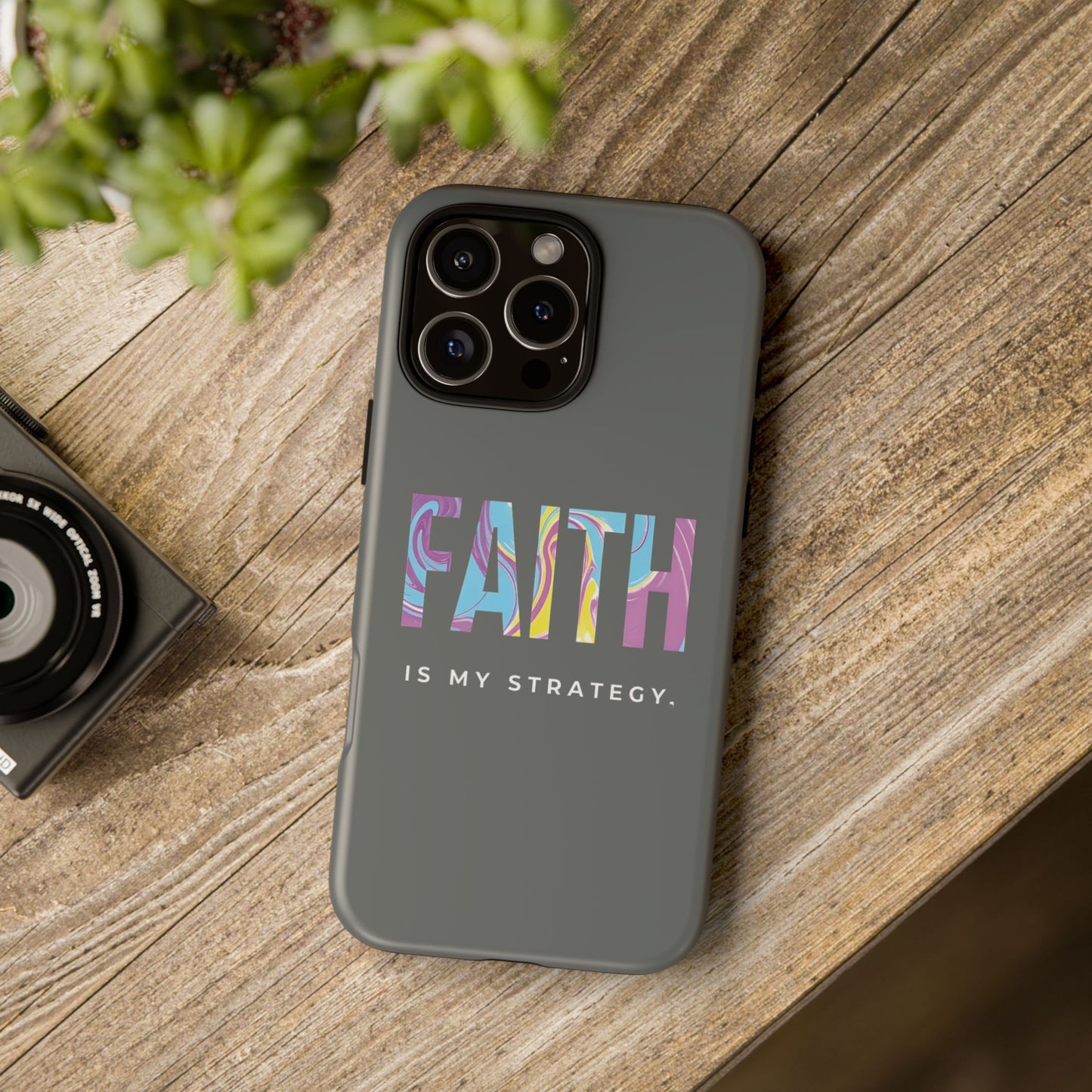 Faith Is My Strategy Phone Case - Artistic Faith-Inspired Design for iPhone 12 to iPhone 16