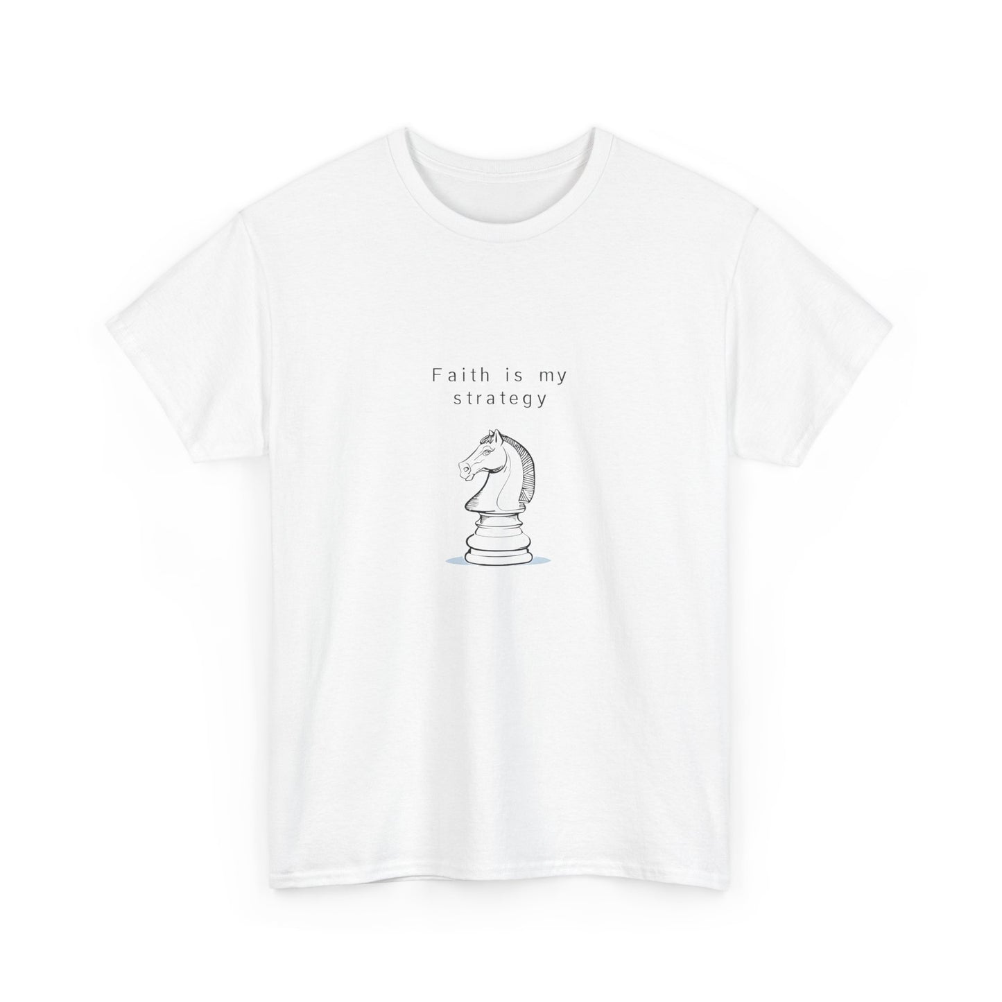 Faith Is My Strategy Heavy Cotton T-Shirt β Knight Chess Piece Design Unisex Tee for Casual & Everyday Wear