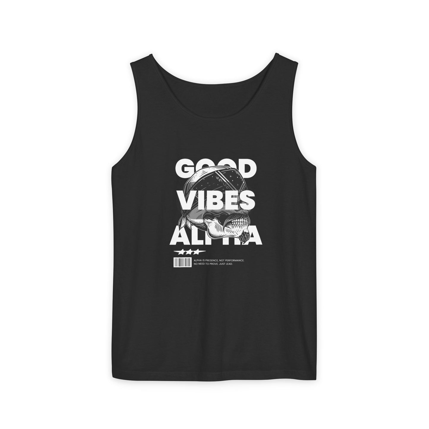 Alpha Presence Unisex Garment-Dyed Tank Top – Summer Fit for Beach Days, Relaxed Casual Wear, Travel Outfit