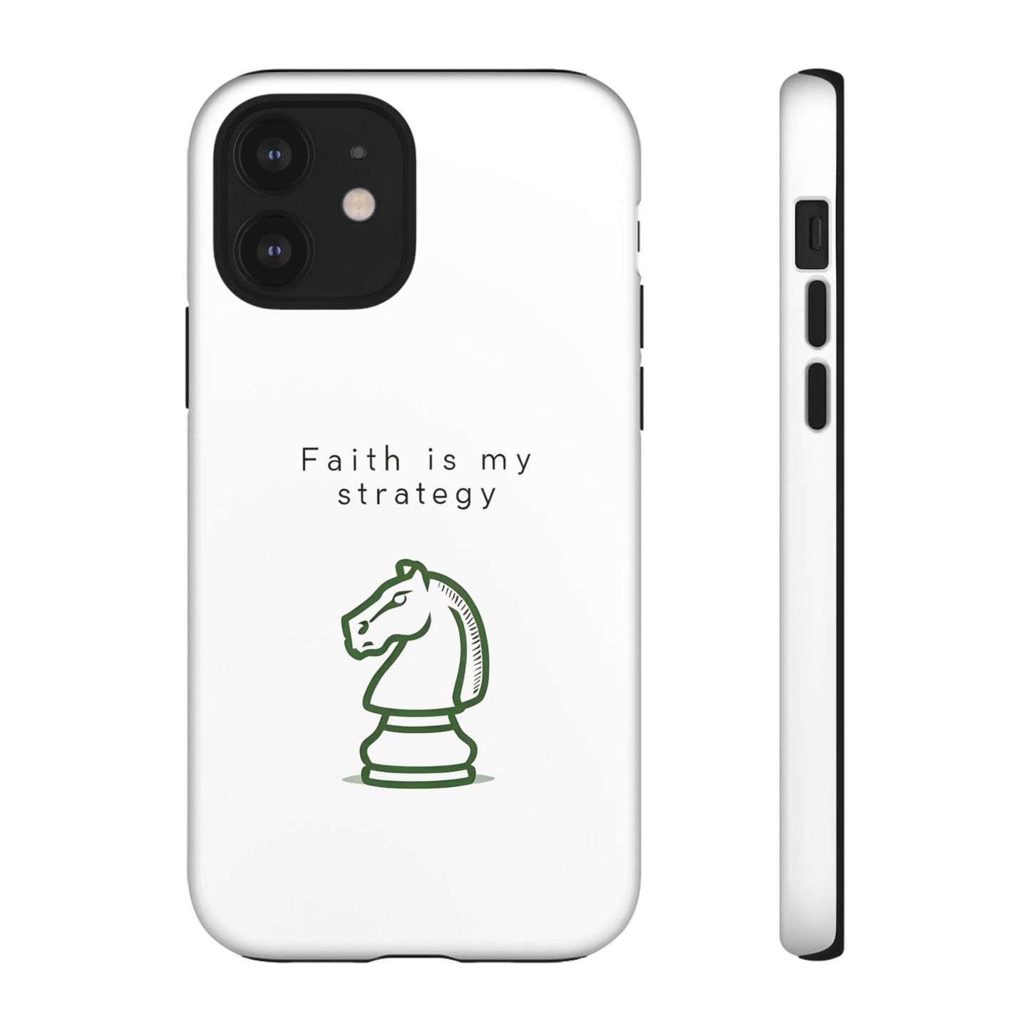 Faith Is My Strategy Phone Case - Knight Chess Piece Design for iPhone 12 to iPhone 16