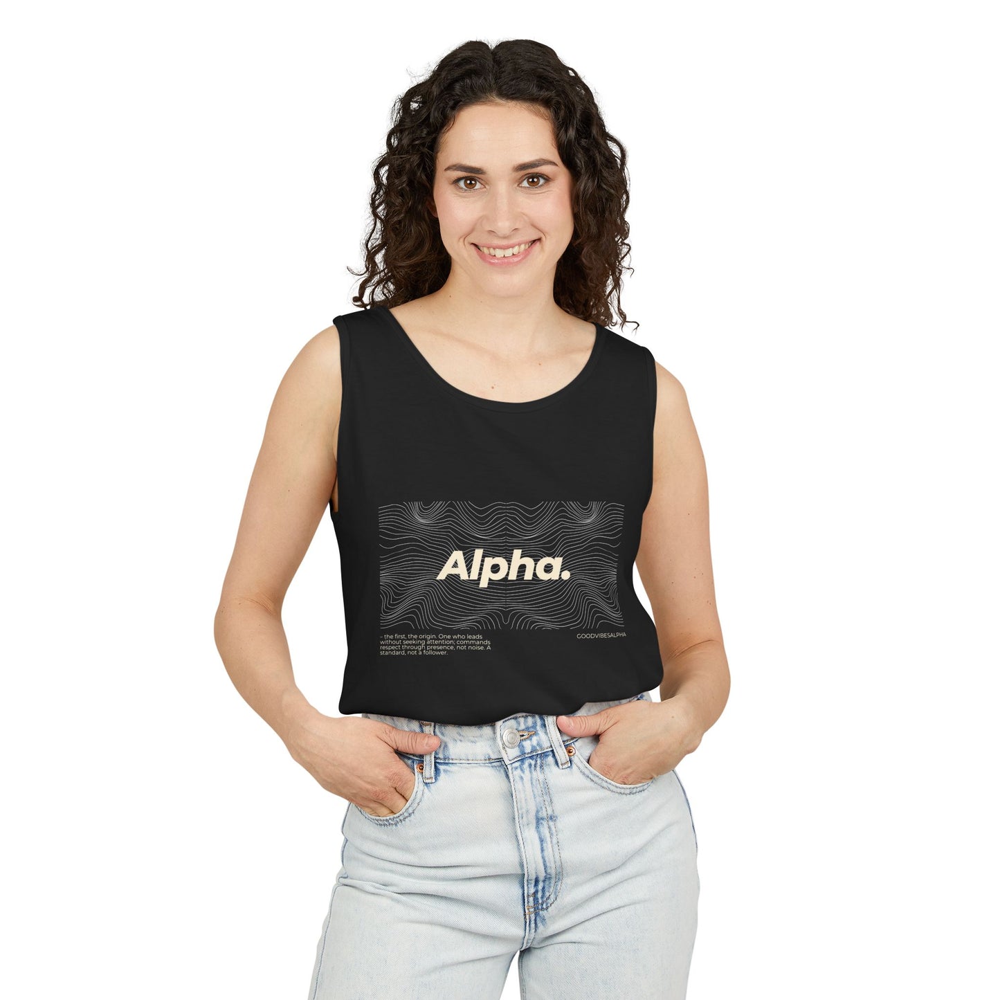Alpha Waves (Ivory)Unisex Garment-Dyed Tank Top – Summer Fit for Beach Days, Relaxed Casual Wear, Travel Outfit