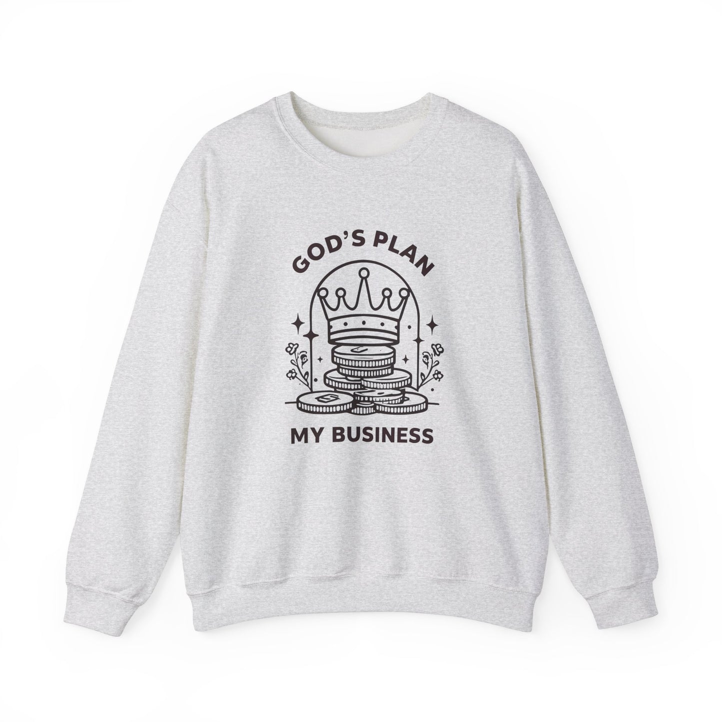 God's Plan Crown Crewneck Sweatshirt – Soft & Cozy Unisex Pullover with Faith-Inspired Royalty Design for Casual & Everyday Wear