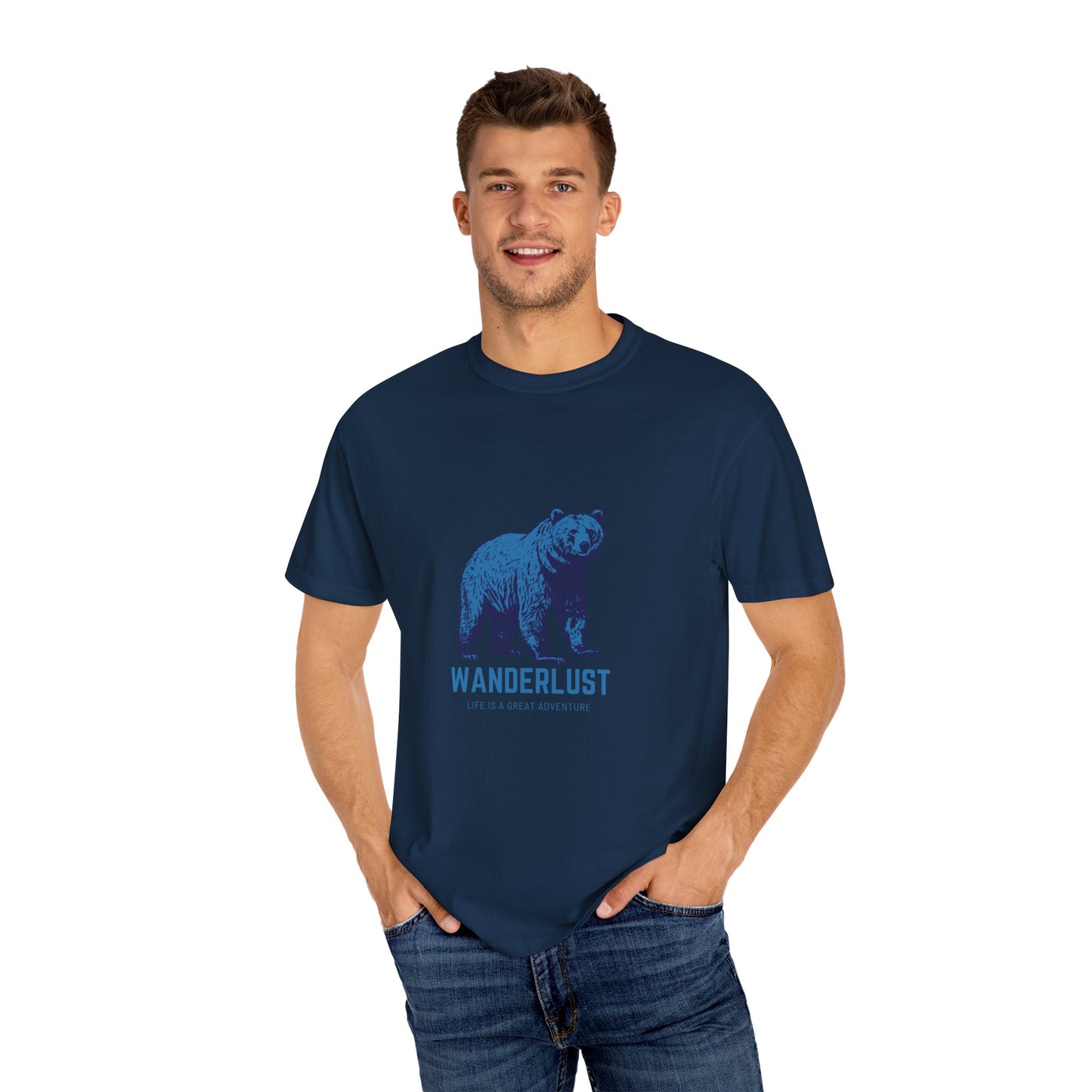 Wanderlust (Blue) Unisex Garment-Dyed T-Shirt – Soft, Durable & Comfortable Everyday Wear