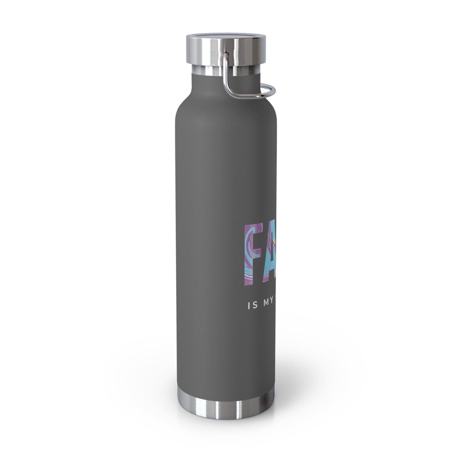 Faith Is My Strategy Insulated Water Bottle β Copper Vacuum 22oz Stainless Steel Bottle with Motivational Design for Hot & Cold Drinks