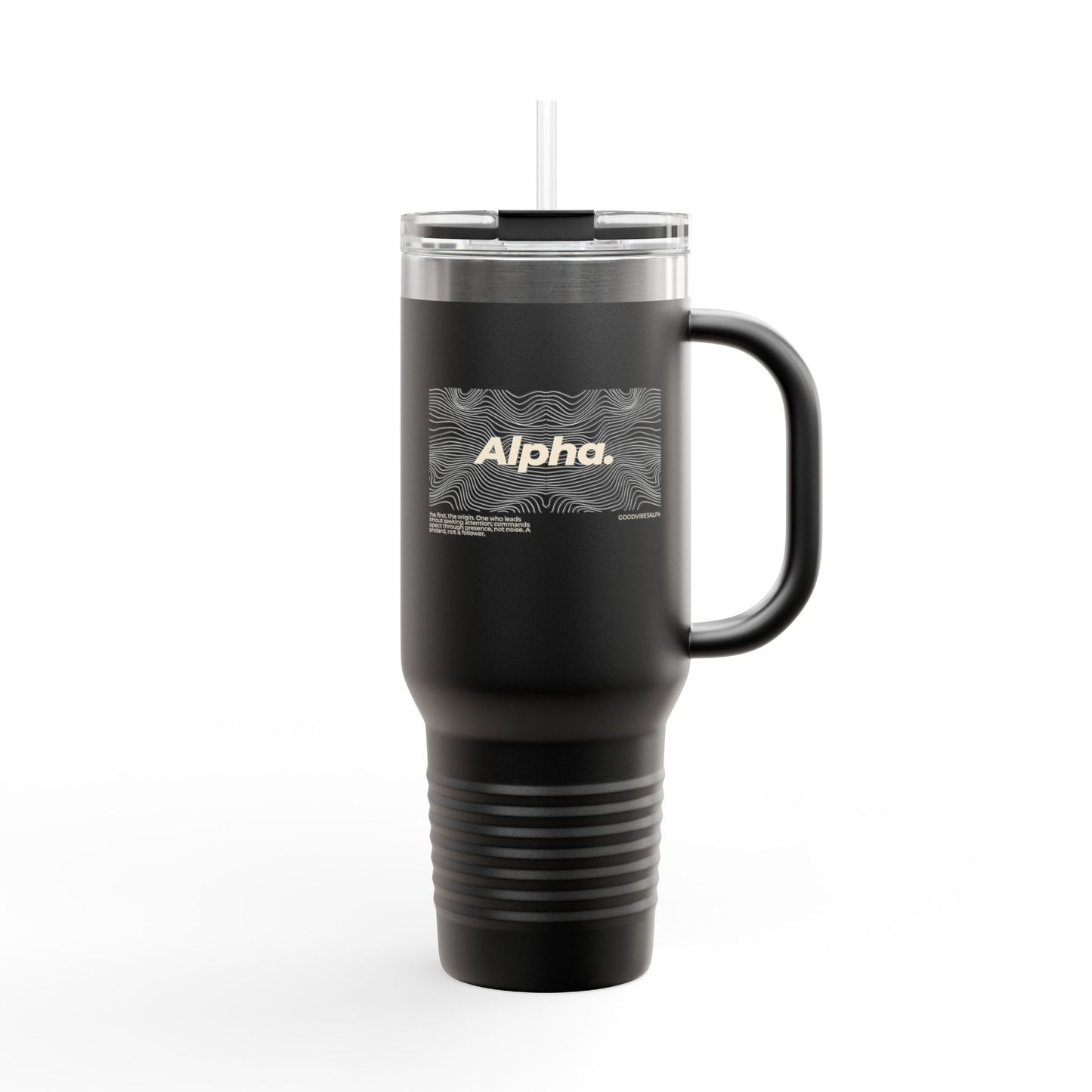 Alpha Waves Insulated Travel Mug 40oz | Coffee Tumbler, Tea Cup, Gift for Him Her, Road Trip Mug, Personalized