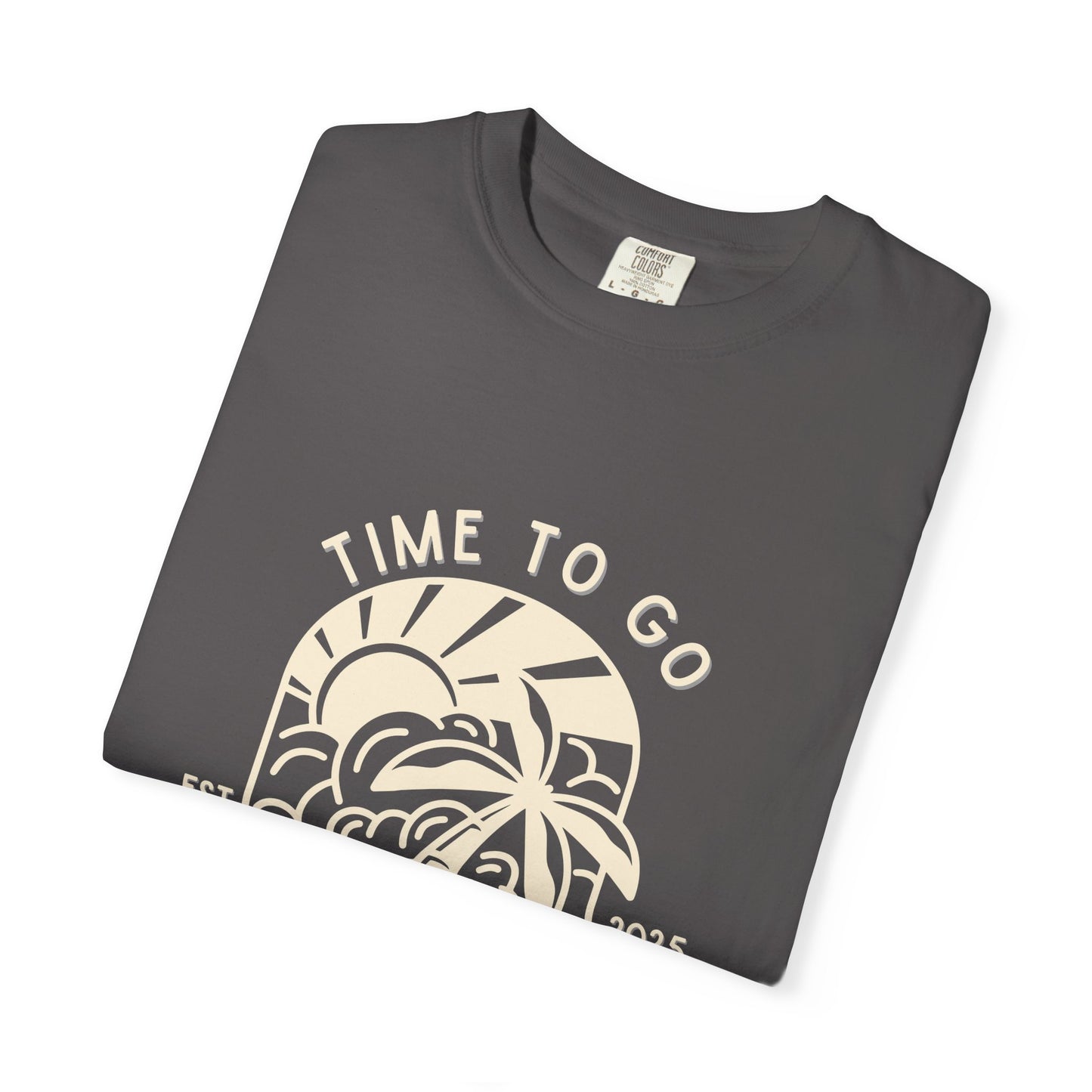 Beach Time Unisex T-Shirt – Garment-Dyed Retro Tee for Summer Trips, Vacations, Casual Wear, Travel Outfit