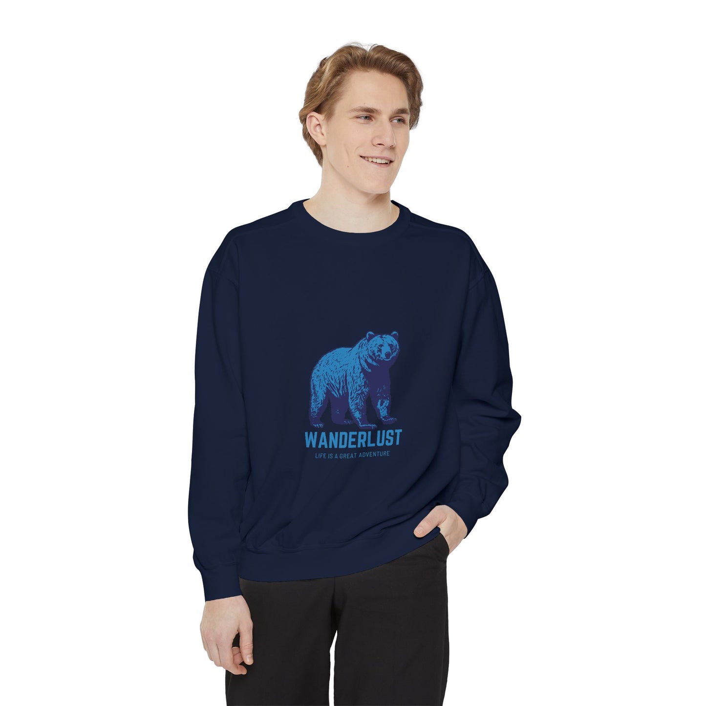 Wanderlust (Blue) Unisex Heavyweight Sweatshirt , Soft, Warm & Durable for Everyday Comfort
