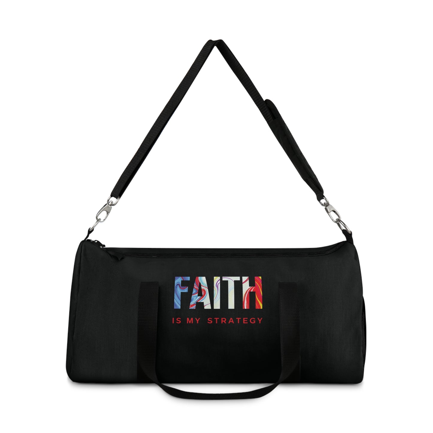 Faith Is My Strategy Duffel Bag – Spacious Gym & Travel Bag for Men & Women