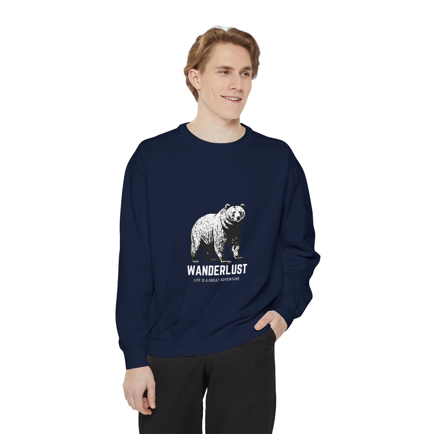 Wanderlust (White) Unisex Heavyweight Sweatshirt , Soft, Warm & Durable for Everyday Comfort