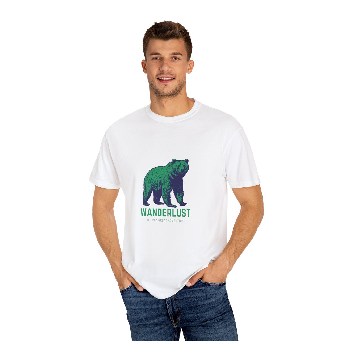 Wanderlust (Green) Unisex Garment-Dyed T-Shirt – Soft, Durable & Comfortable Everyday Wear