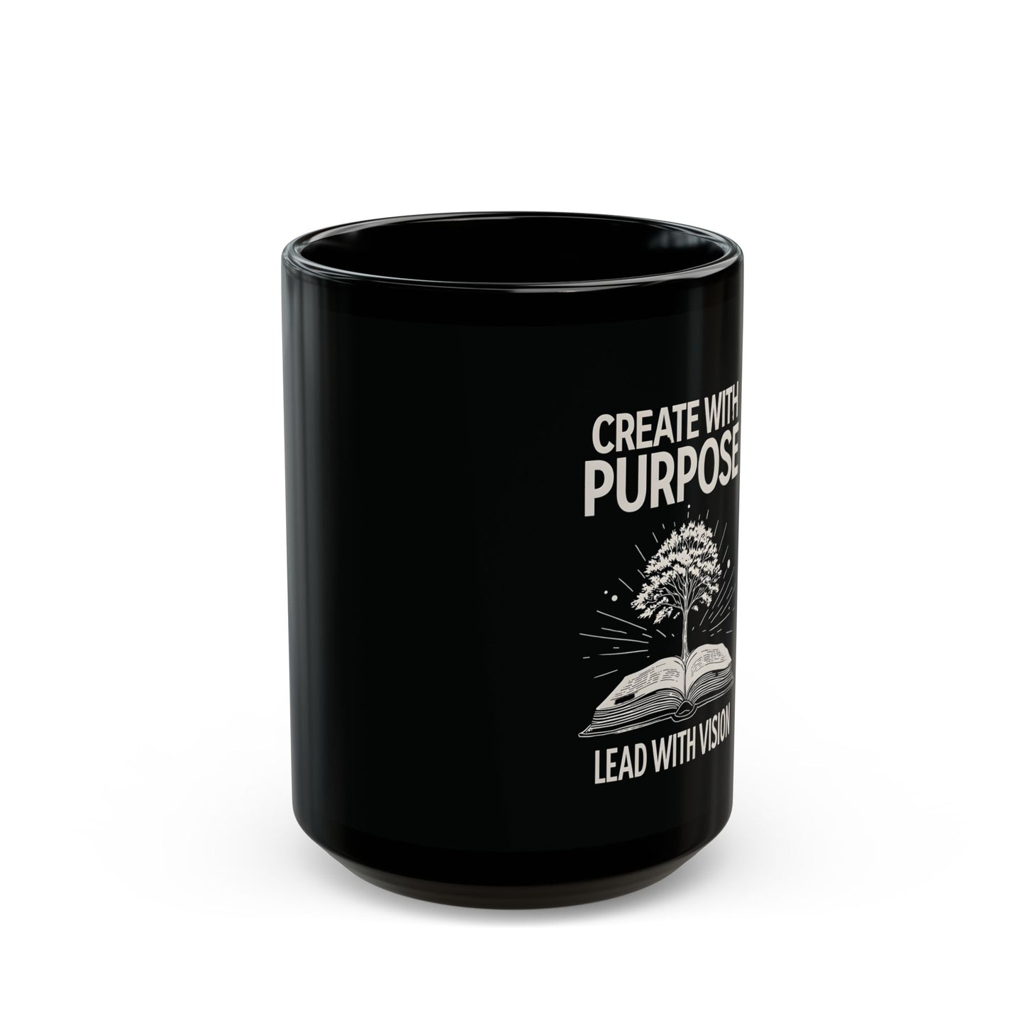 Create with Purpose Black Ceramic Coffee Mug – Faith-Inspired Design – 11oz & 15oz Cup for Home, Office, Gifts