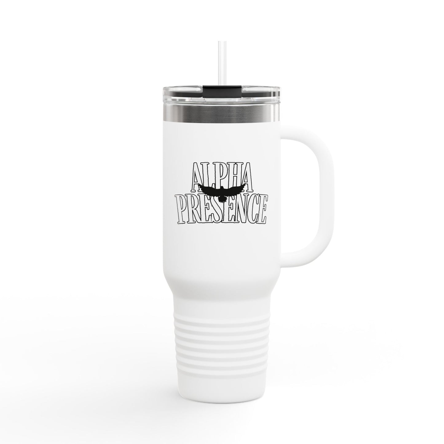 Alpha Presence Insulated Travel Mug 40oz | Coffee Tumbler, Tea Cup, Gift for Him Her, Road Trip Mug, Personalized