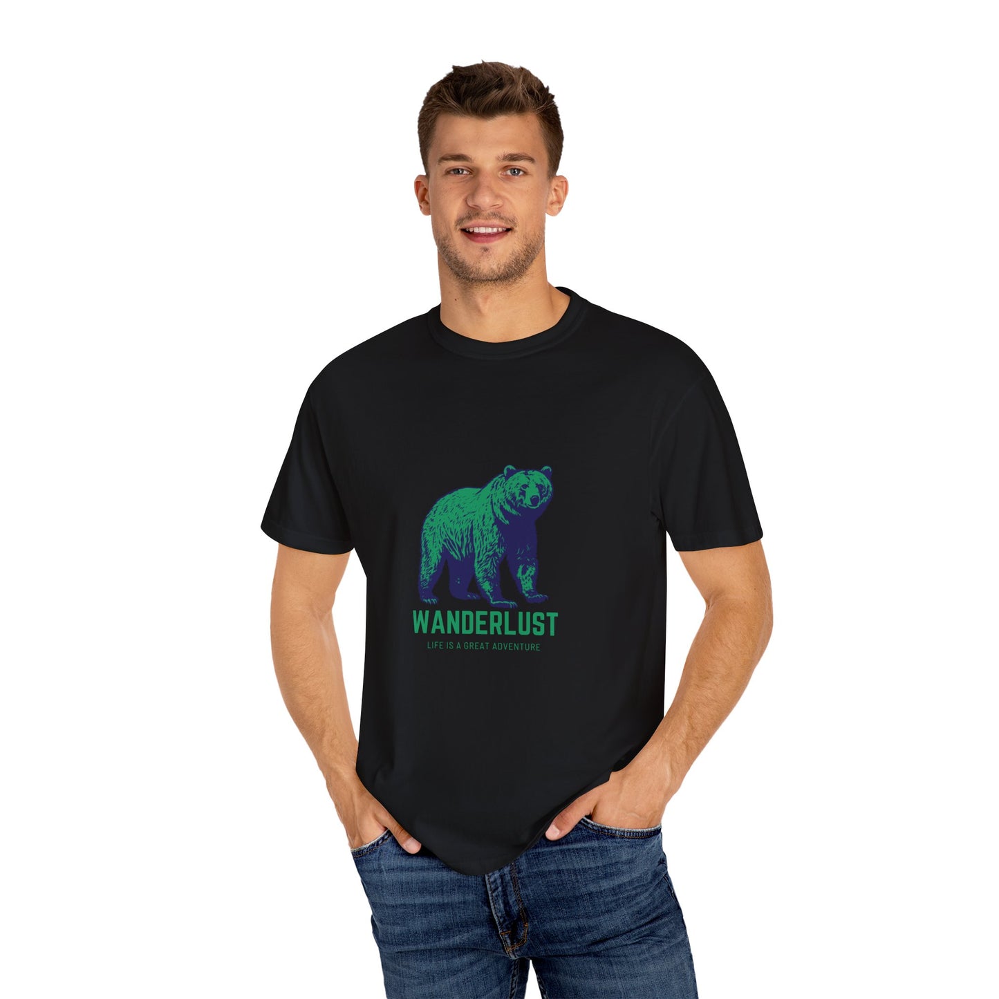 Wanderlust (Green) Unisex Garment-Dyed T-Shirt – Soft, Durable & Comfortable Everyday Wear