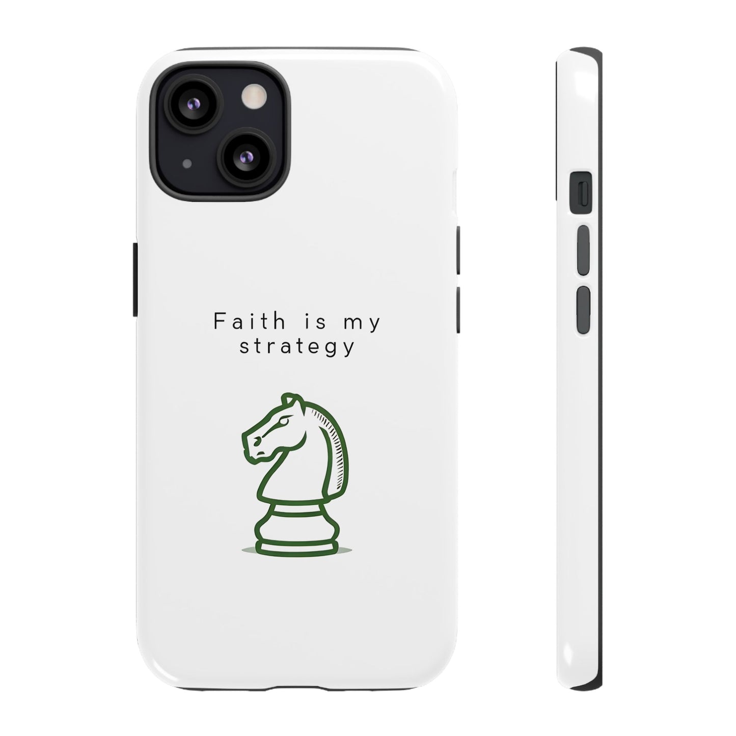 Faith Is My Strategy Phone Case - Knight Chess Piece Design for iPhone 12 to iPhone 16