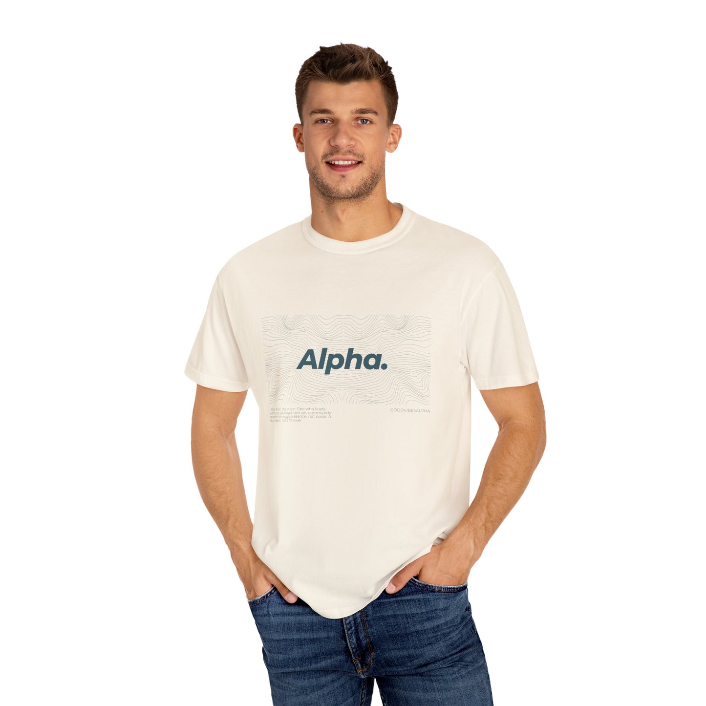 Alpha Waves Unisex Garment-Dyed T-Shirt – Streetwear-Inspired Casual Tee, Soft Fit, Everyday Outfit, Gift for Him or Her