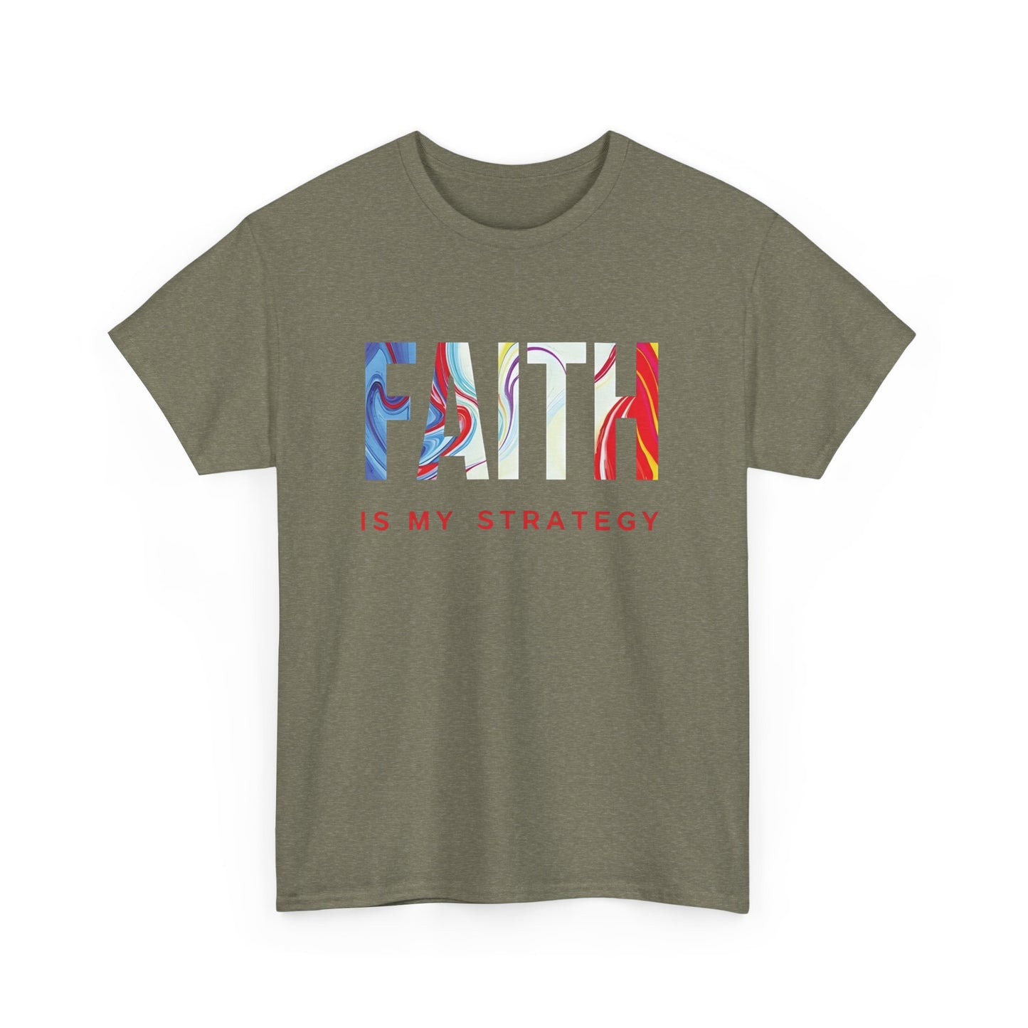 Faith Is My Strategy Heavy Cotton T-Shirt β Inspirational Unisex Tee for Casual & Everyday Wear