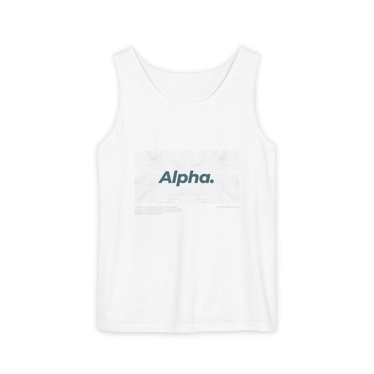 Alpha Waves Unisex Garment-Dyed Tank Top – Summer Fit for Beach Days, Relaxed Casual Wear, Travel Outfit