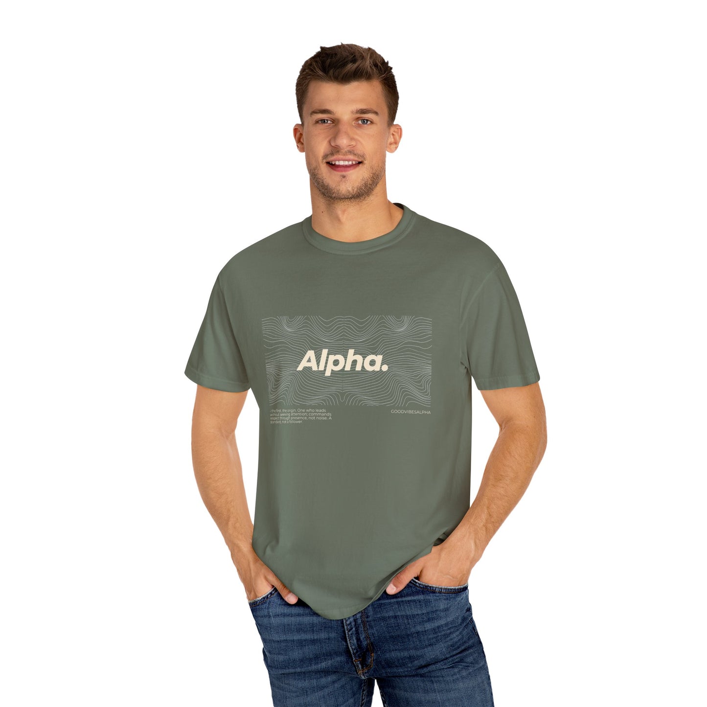 Alpha Waves (Ivory) Garment-Dyed T-Shirt – Streetwear-Inspired Casual Tee, Soft Fit, Everyday Outfit, Gift for Him or Her