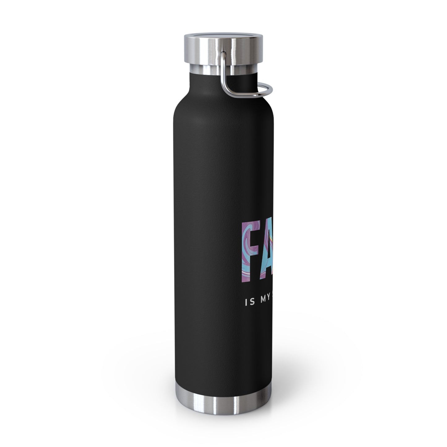 Faith Is My Strategy Insulated Water Bottle β Copper Vacuum 22oz Stainless Steel Bottle with Motivational Design for Hot & Cold Drinks