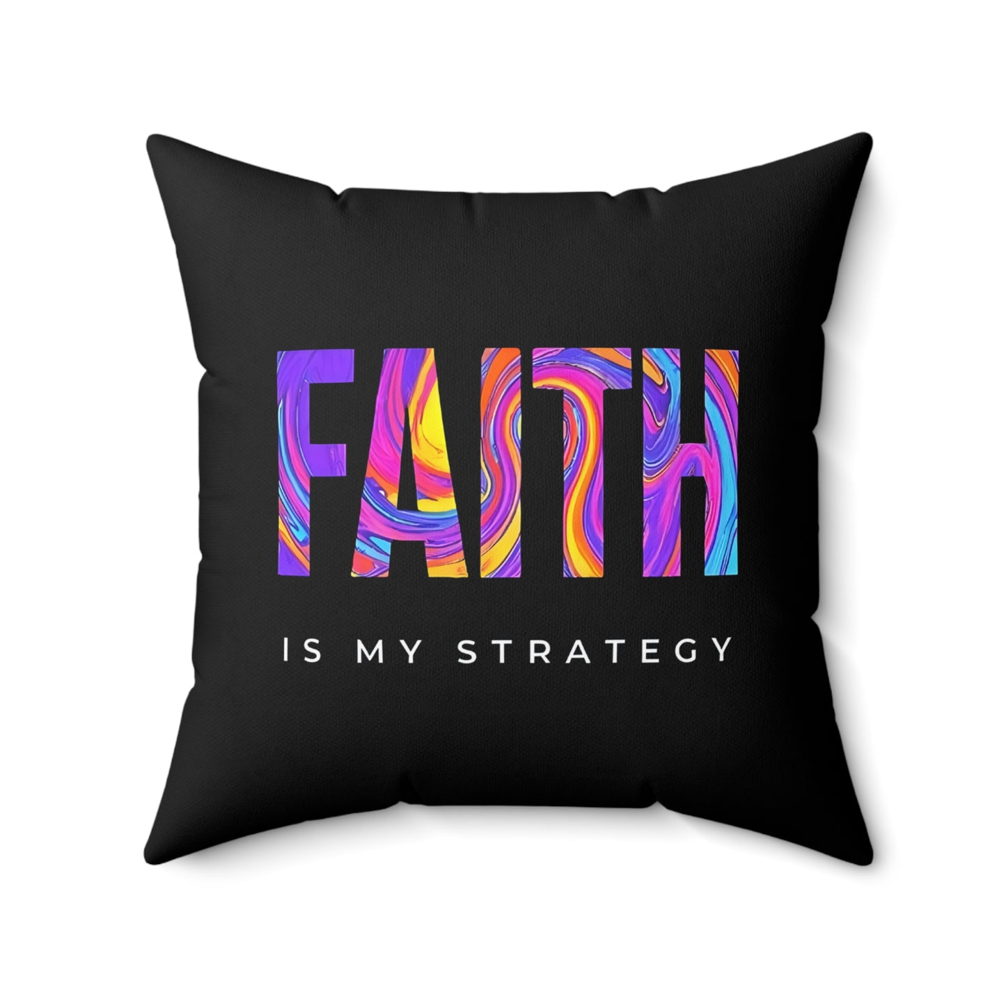 Faith is my Strategy Soft & Durable Square Pillow – Plush Polyester Cushion for Home & Office Decor