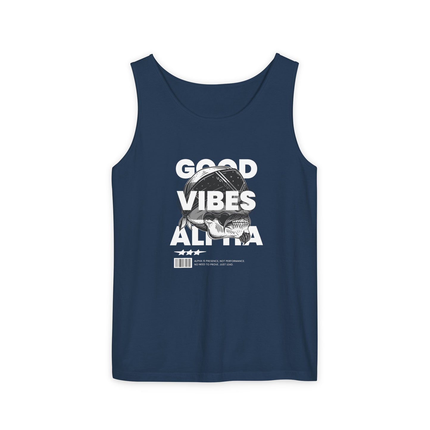 Alpha Presence Unisex Garment-Dyed Tank Top – Summer Fit for Beach Days, Relaxed Casual Wear, Travel Outfit