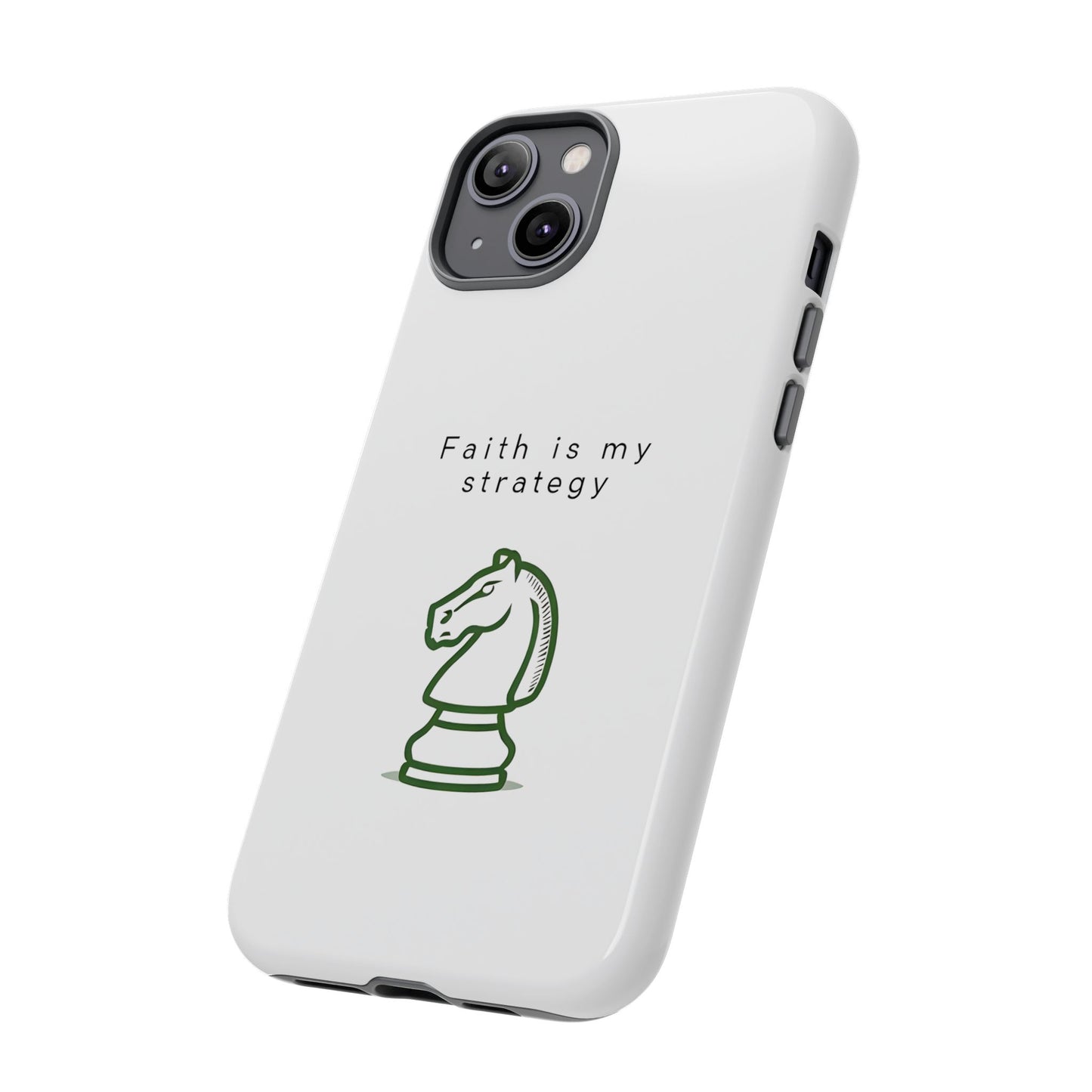 Faith Is My Strategy Phone Case - Knight Chess Piece Design for iPhone 12 to iPhone 16