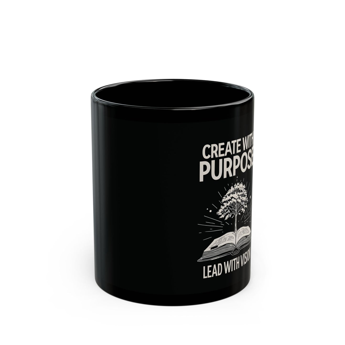 Create with Purpose Black Ceramic Coffee Mug – Faith-Inspired Design – 11oz & 15oz Cup for Home, Office, Gifts