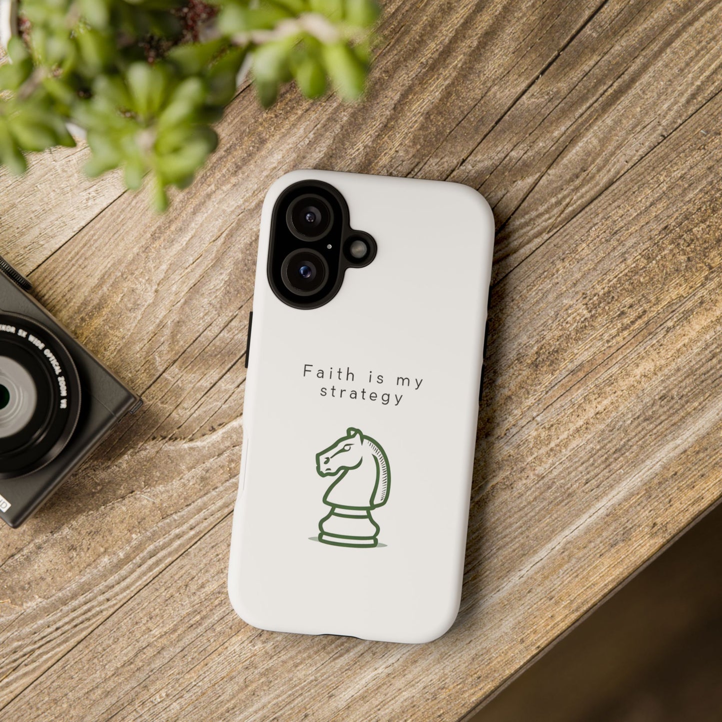 Faith Is My Strategy Phone Case - Knight Chess Piece Design for iPhone 12 to iPhone 16