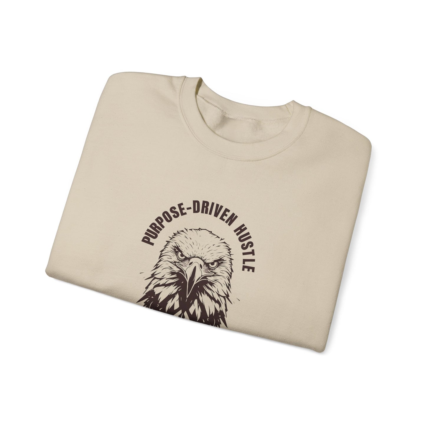 Purpose-Driven Hustle Crewneck Sweatshirt – 50/50 Cotton-Poly Blend, Ribbed Cuffs & Hem, Durable & Comfortable