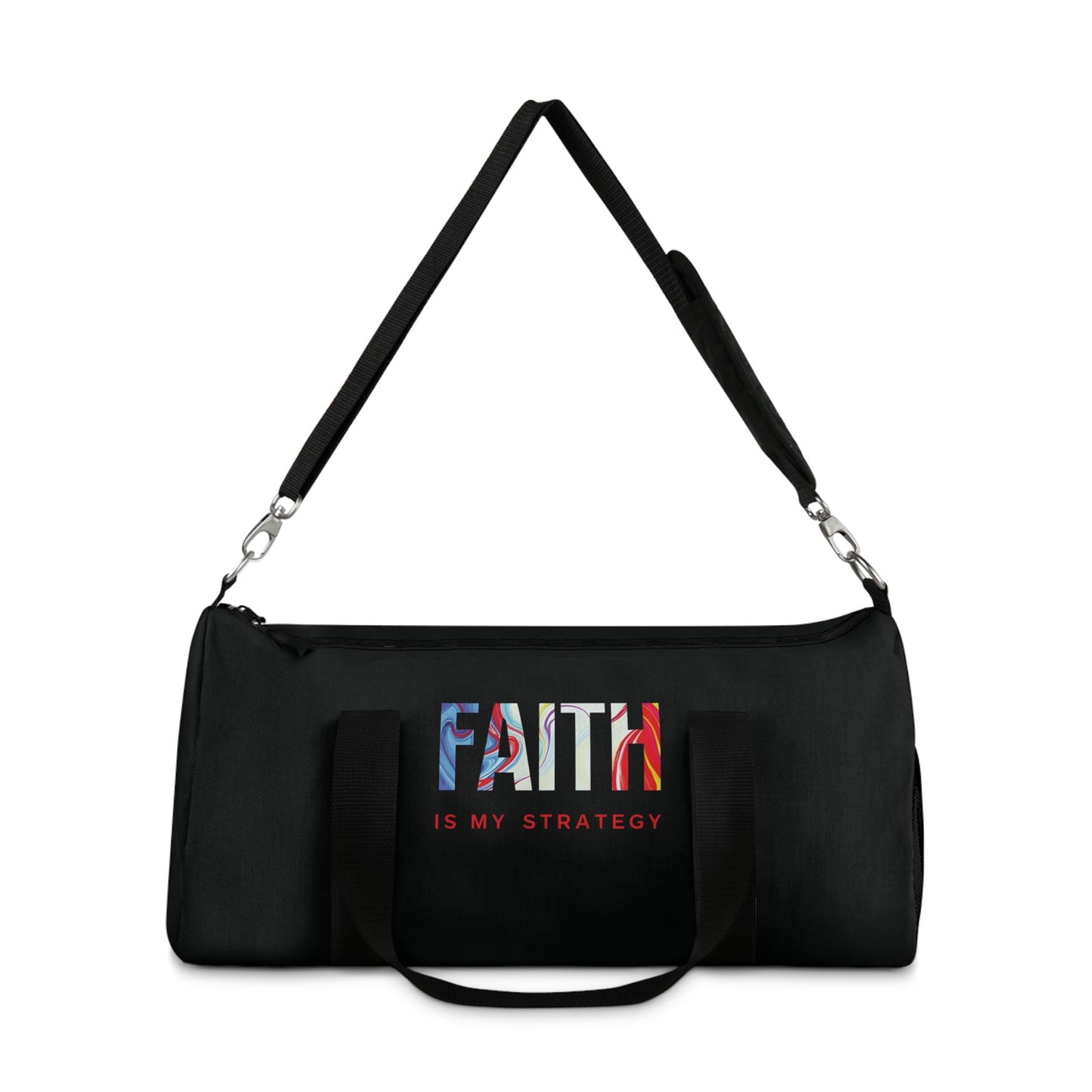 Faith Is My Strategy Duffel Bag – Spacious Gym & Travel Bag for Men & Women