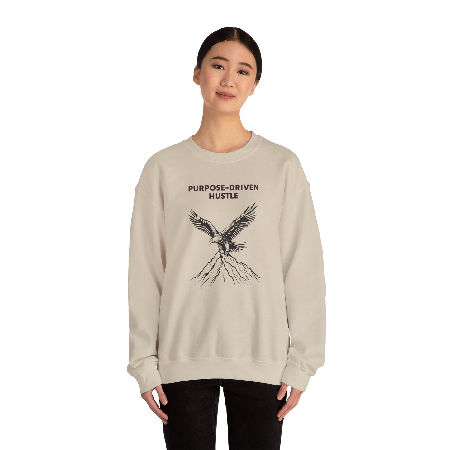 Purpose-Driven Hustle Crewneck Sweatshirt – Heavyweight Cotton Blend, Classic Fit, Durable & Warm Fleece