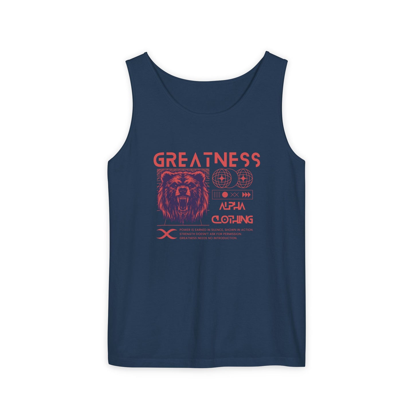 Greatness (Red) Unisex Garment-Dyed Tank Top, Summer Style, Casual Wear, Gifts for Him, Athleisure, Relaxed Fit