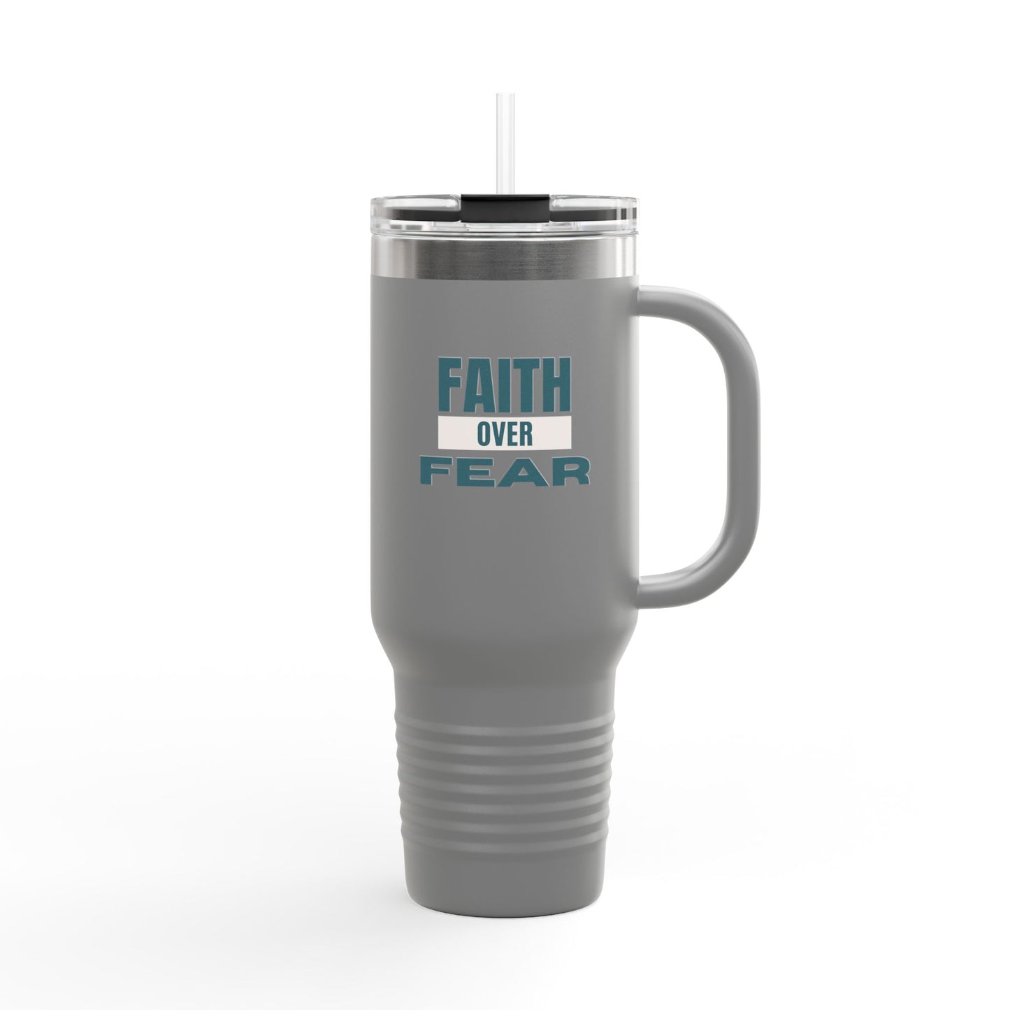 Faith Over Fear Insulated Travel Mug – 40oz Stainless Steel, Leak-Proof & Double-Wall Insulated