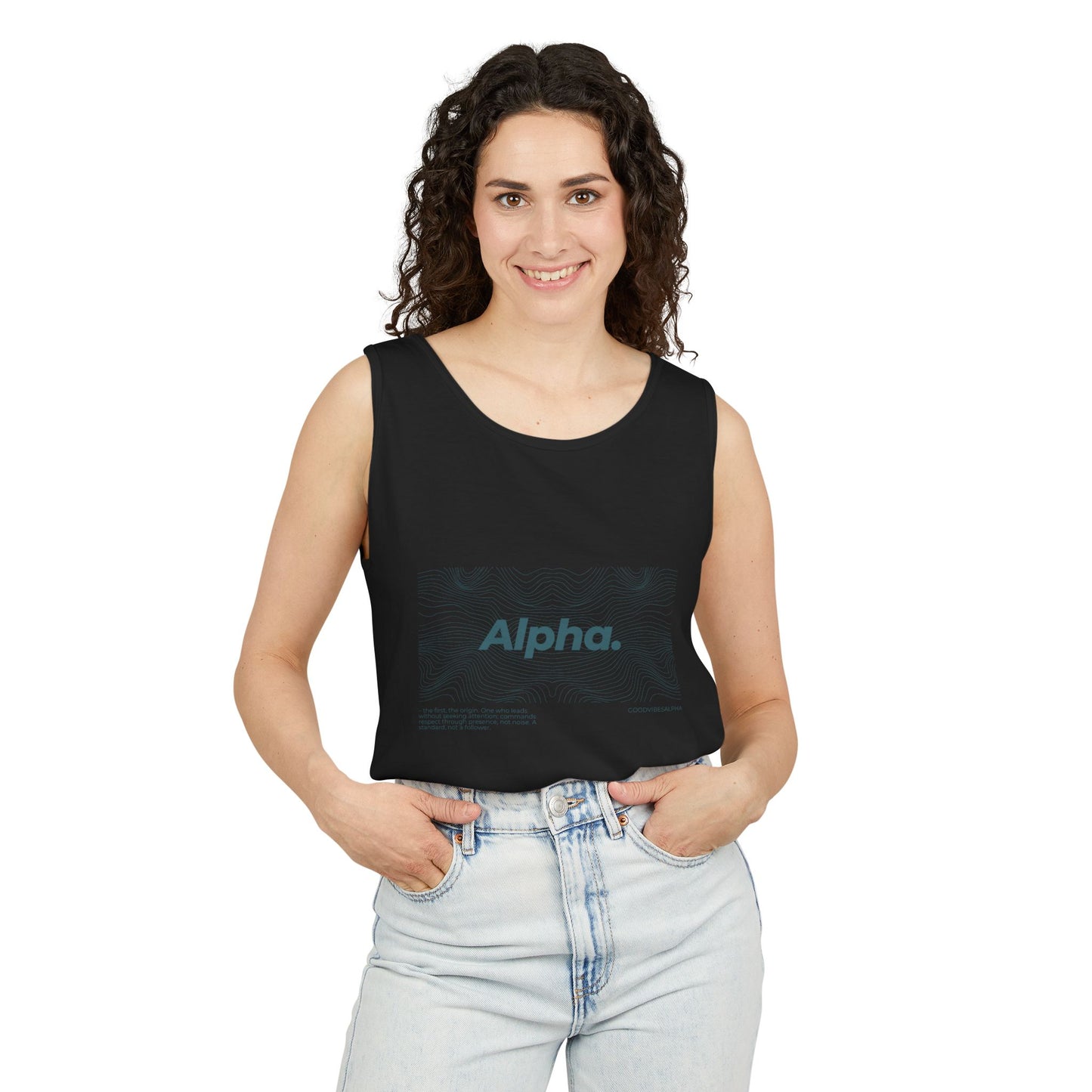 Alpha Waves Unisex Garment-Dyed Tank Top – Summer Fit for Beach Days, Relaxed Casual Wear, Travel Outfit