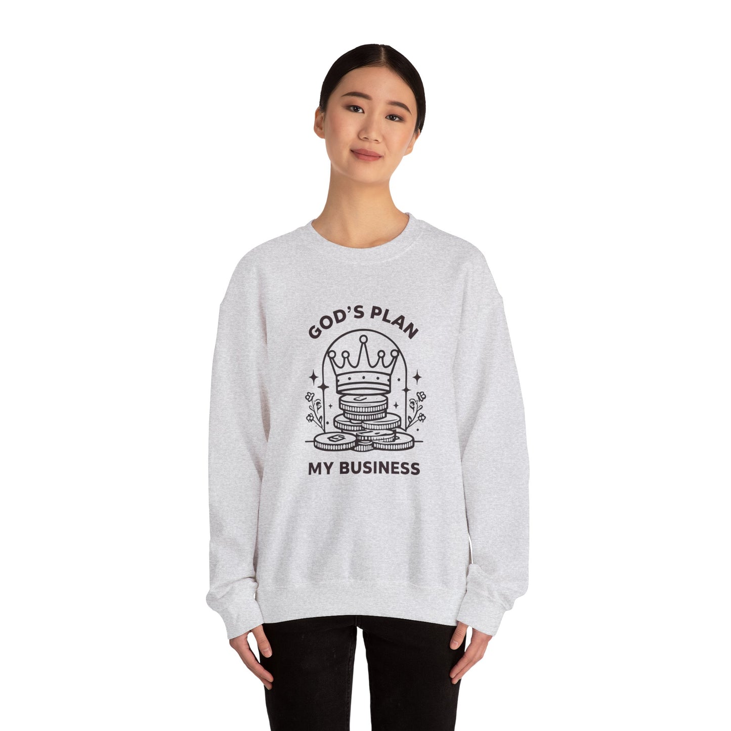God's Plan Crown Crewneck Sweatshirt – Soft & Cozy Unisex Pullover with Faith-Inspired Royalty Design for Casual & Everyday Wear
