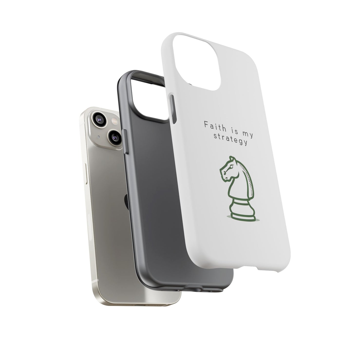 Faith Is My Strategy Phone Case - Knight Chess Piece Design for iPhone 12 to iPhone 16