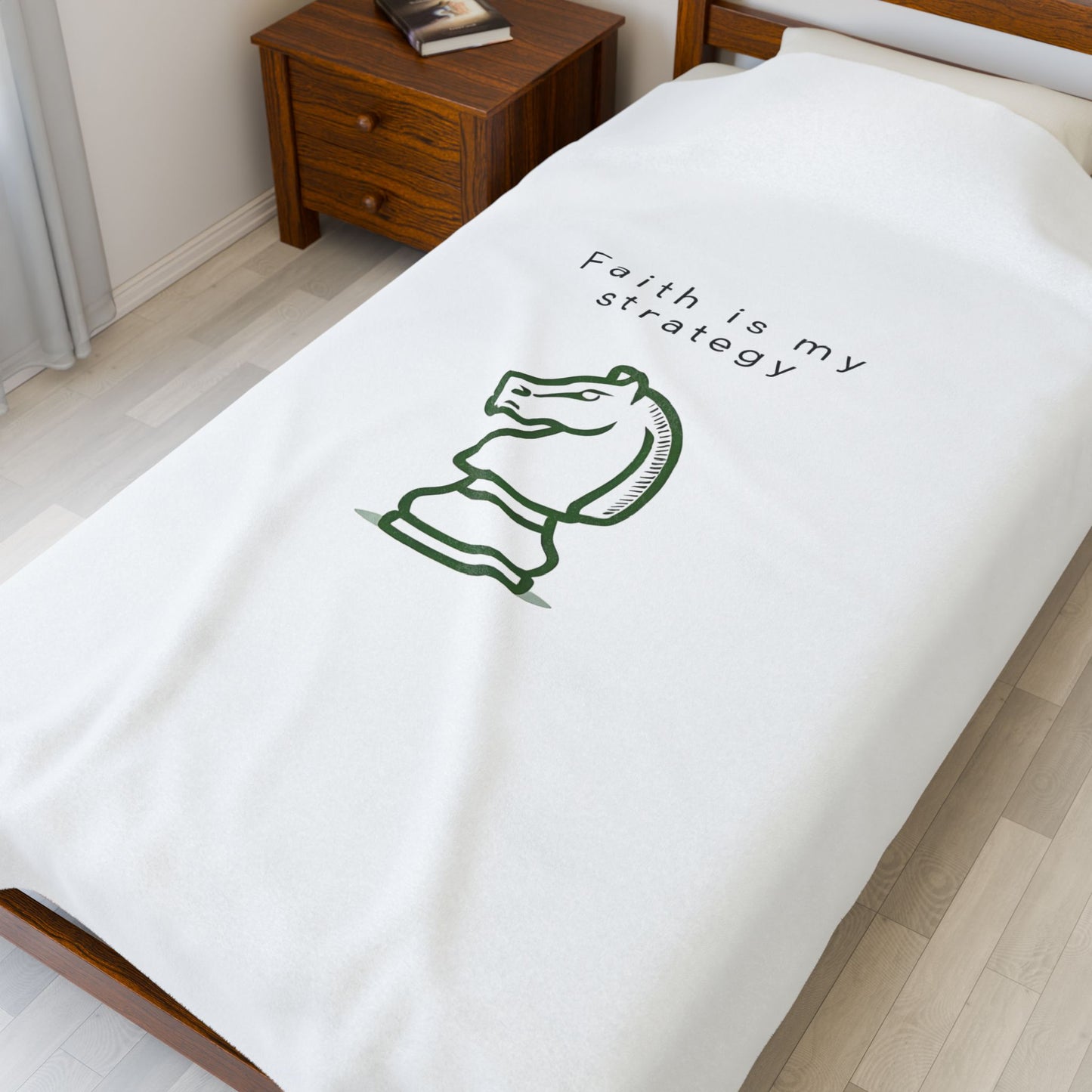 Faith is my Strategy Velveteen Plush Blanket – Ultra-Soft, Warm & Durable for Home & Gifts