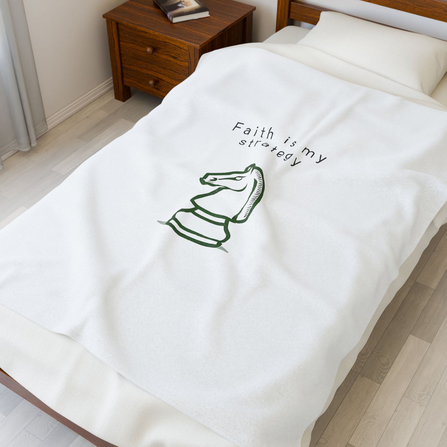 Faith is my Strategy Velveteen Plush Blanket – Ultra-Soft, Warm & Durable for Home & Gifts