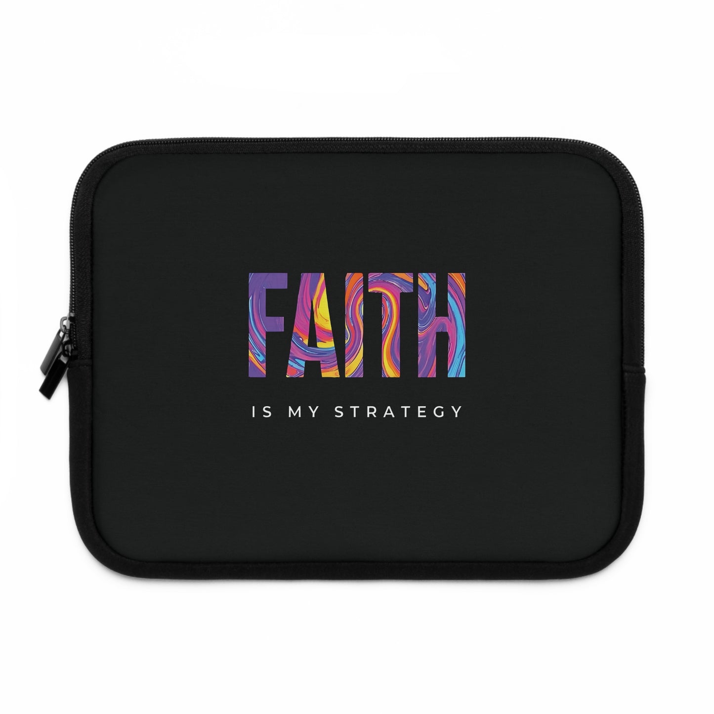 Faith Is My Strategy Laptop Sleeve – Water-Resistant Neoprene, Dual Zipper, Protective & Lightweight