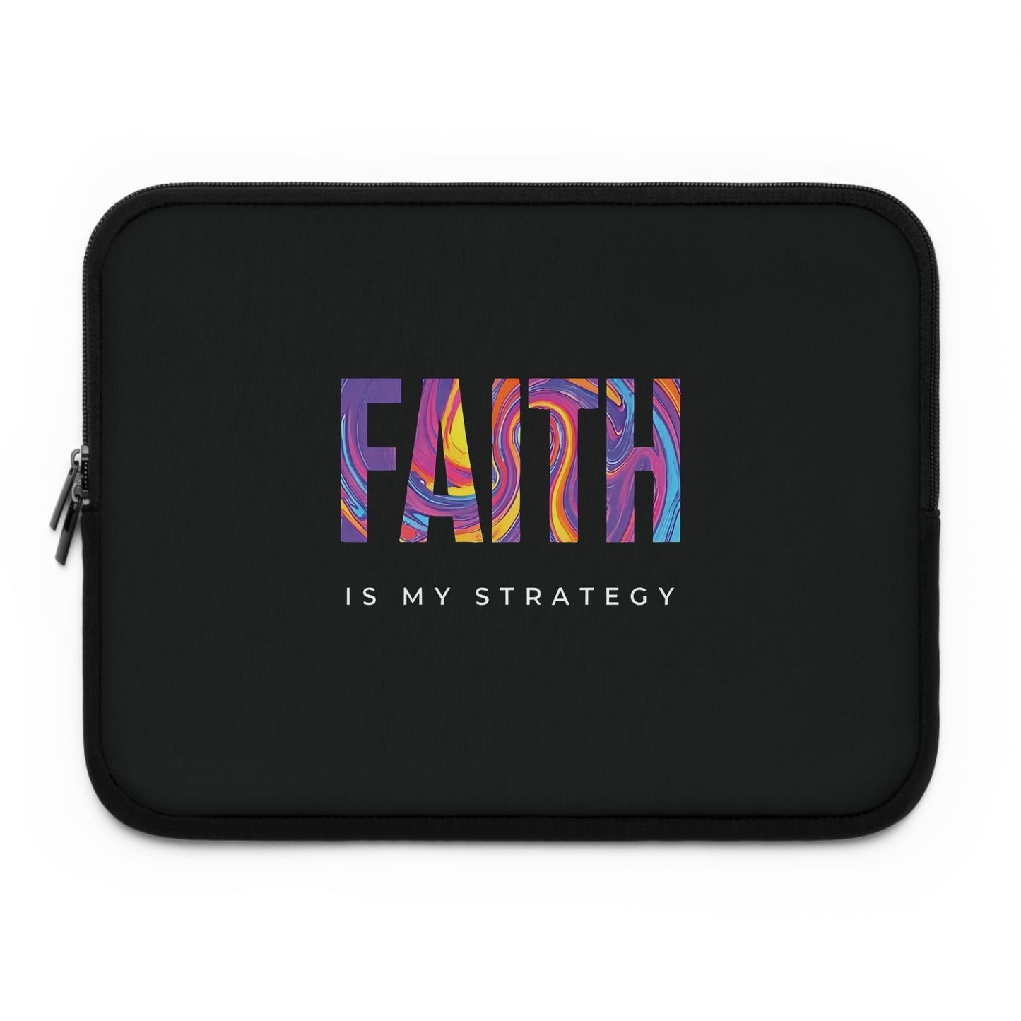 Faith Is My Strategy Laptop Sleeve – Water-Resistant Neoprene, Dual Zipper, Protective & Lightweight