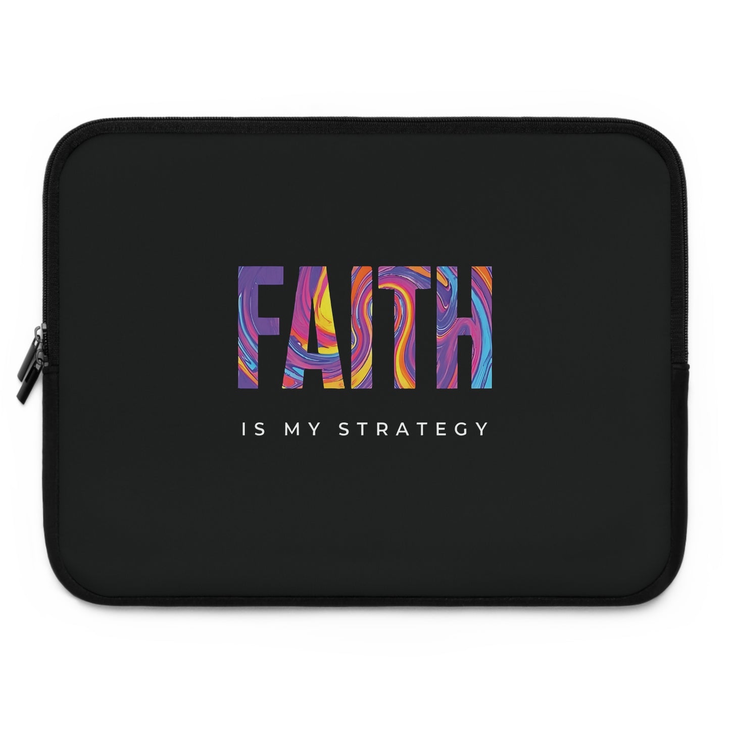 Faith Is My Strategy Laptop Sleeve – Water-Resistant Neoprene, Dual Zipper, Protective & Lightweight